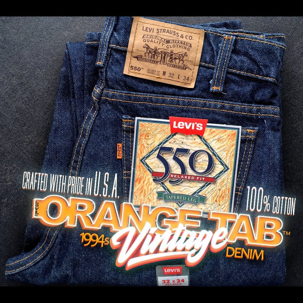 VINTAGE 1994 Made in U.S.A. LEVI'S® 550™ ORANGE TAB™ Tapered Jeans — W32 L34